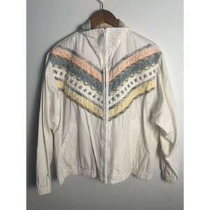 Vtg‎ WM XL Koret Francisca Pastel Patchwork Chevron Bomber Jacket Grannycore